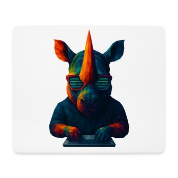 WPAP Stil Tiere - Techno Rhino mit Sonnenbrille - Mousepad (Querformat) - Weiß - Vorne