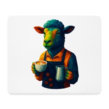 WPAP Stil Tiere - Schaf Barista mit Milchkaffee - Mousepad (Querformat) - Weiß - Vorne