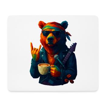 WPAP Stil Tiere - Grizzlybär Gitarrist & Stirnband - Mousepad (Querformat) - Weiß - Vorne