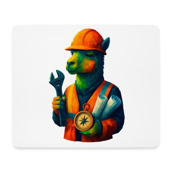 WPAP Style Animals - Alpaca Engineer with Safety Helmet - Mouse Pad (horizontal) - white - Front