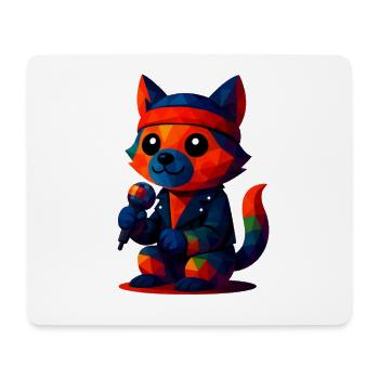 WPAP Polygon Kawaii Style Animals Baby Wolf Singer - Mouse Pad (horizontal) - white - Front