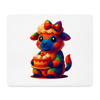 WPAP Polygon Kawaii Stil Tiere Baby Schaf (Lamm) - Mousepad (Querformat) - Weiß - Vorne