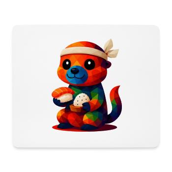 Polygon Kawaii Stil Tiere Baby Otter Sushi Meister - Mousepad (Querformat) - Weiß - Vorne