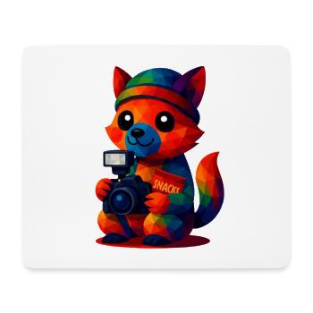 WPAP Polygon Kawaii Stil Tiere Baby Fuchs Fotograf - Mousepad (Querformat) - Weiß - Vorne