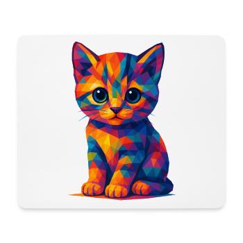 WPAP Polygon Kawaii Stil Tiere Baby Katze Kätzchen - Mousepad (Querformat) - Weiß - Vorne