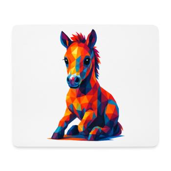 WPAP Polygon Kawaii Style Animaux Bébé Cheval Poulain - Tapis de souris (format paysage) - blanc - Devant