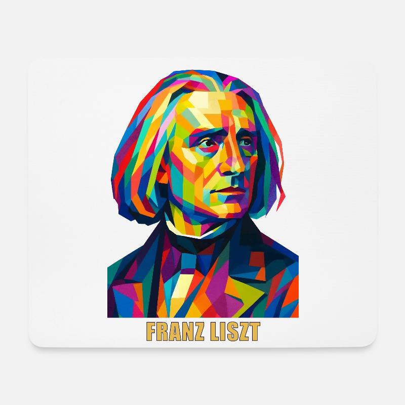 WPAP Polygon Portrait Franz Liszt Composer - Mouse Pad (horizontal) - white
