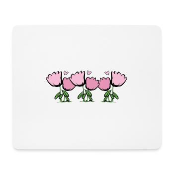 Flowers Roses plant symbol Nature Line Pink - Mouse Pad (horizontal) - white - Front