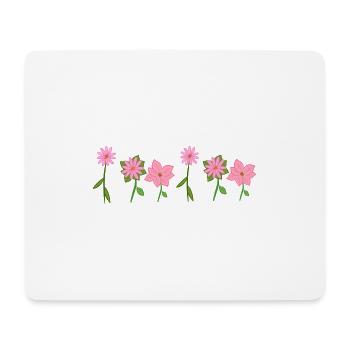 Pink Flowers Line Plants - Mouse Pad (horizontal) - white - Front