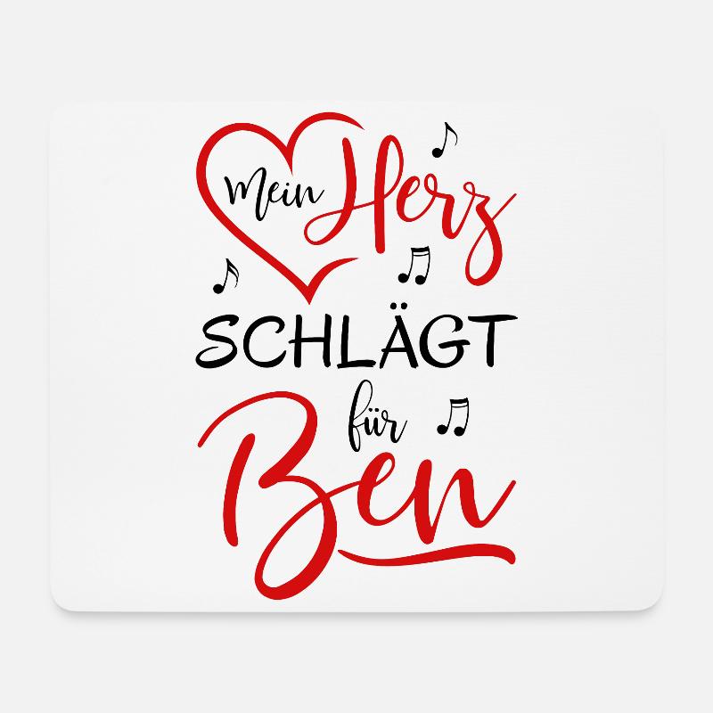 Mein Herz schlägt für Ben rot - Mousepad (Querformat) - Weiß