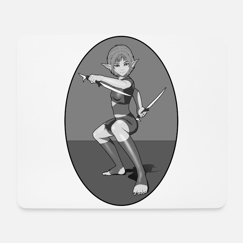 Kampfbereite elfische Frau - Mousepad (Querformat) - Weiß