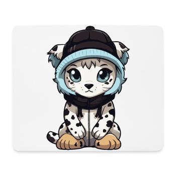 Snow leopard winter leopard baby - Mouse Pad (horizontal) - white - Front