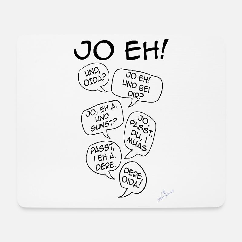 Mimikama "Ja eh" + "Oida" - Mousepad (Querformat) - Weiß