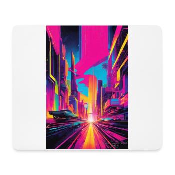 Paysage urbain aux néons vibrants, art urbain futuriste - Tapis de souris (format paysage) - blanc - Devant