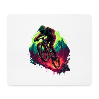Neon Mountainbike Rider – Downhill MTB Design - Mousepad (Querformat) - Weiß - Vorne