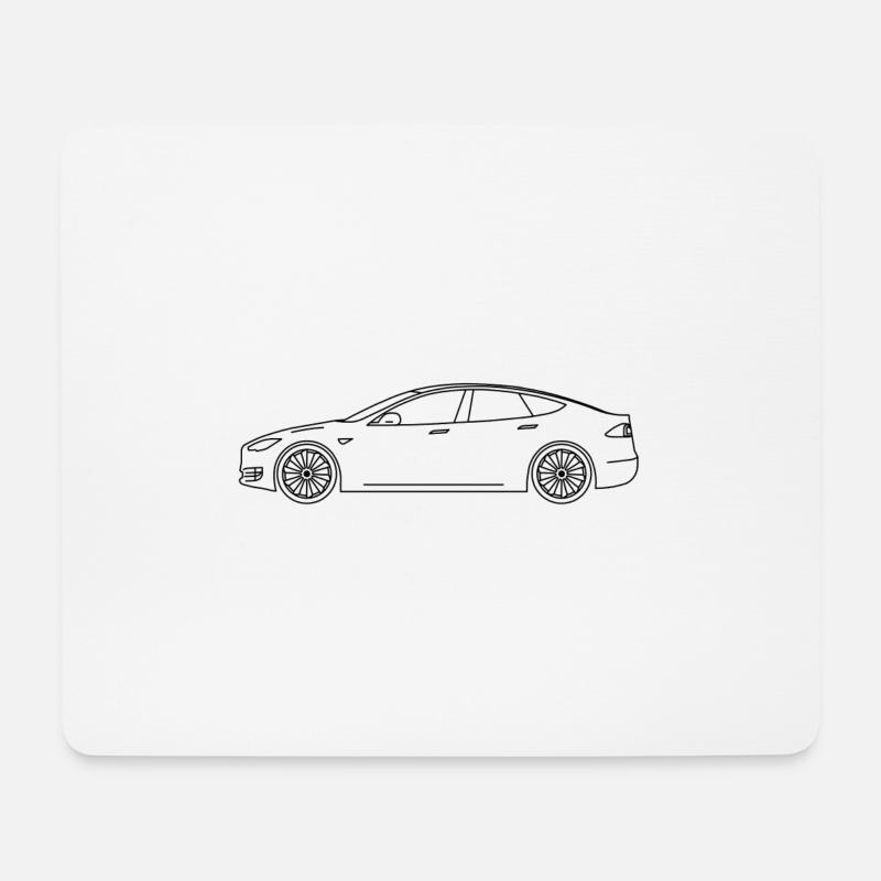 Tesla Model S - Mousepad (Querformat) - Weiß