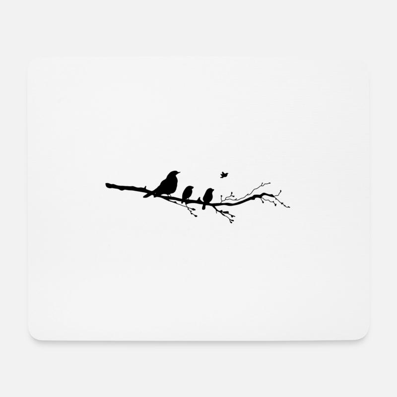 Raben Familie Ast - Mousepad (Querformat) - Weiß
