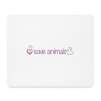 sauver les animaux symbole cœur bien-être animal lapins - Tapis de souris (format paysage) - blanc - Devant