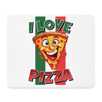 I Love Pizza Slice Face Laughs Pizzeria - Mouse Pad (horizontal) - white - Front
