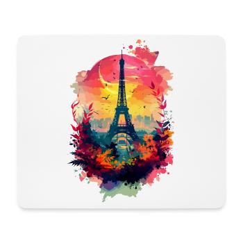 Paris Eiffelturm Frankreich Stadt Skyline Bunt - Mousepad (Querformat) - Weiß - Vorne