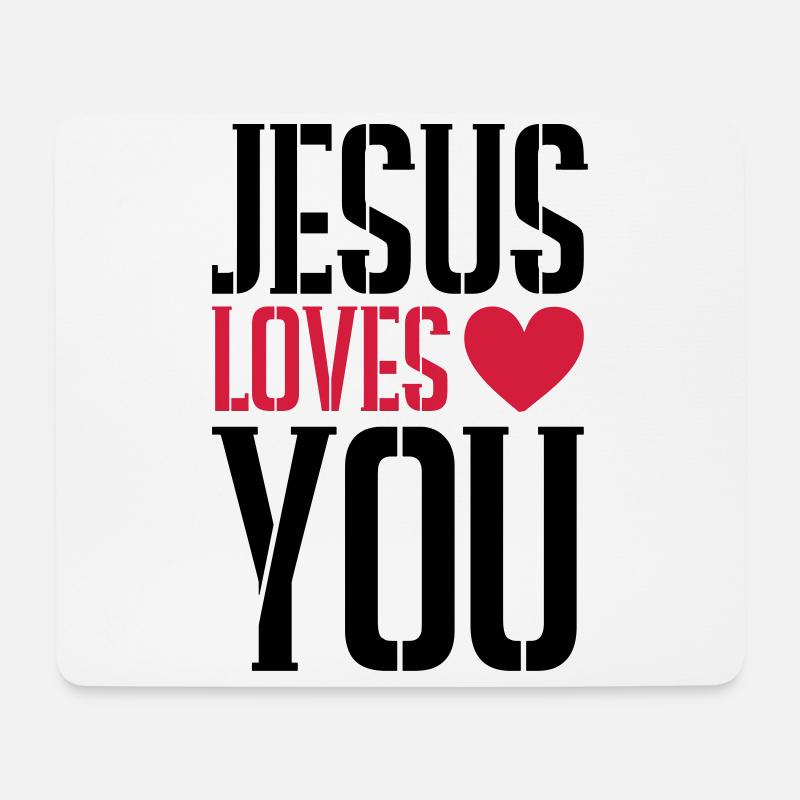 Jesus liebt dich herz - Mousepad (Querformat) - Weiß