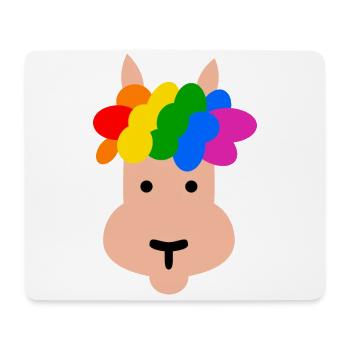 Lama mit Regenbogen Frisur - Mousepad (Querformat) - Weiß - Vorne