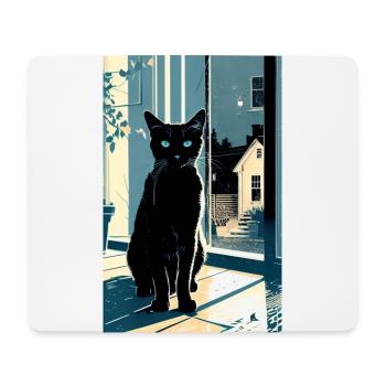 Domestic short haired cat during night - Mouse Pad (horizontal) - white - Front