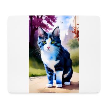 Domestic short haired cat looks at you - Mouse Pad (horizontal) - white - Front