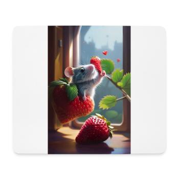 The mouse and the strawberries - Mouse Pad (horizontal) - white - Front