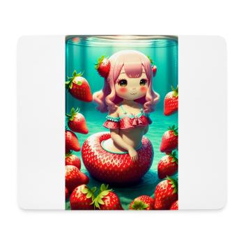 Kawaii Mermaid in a Strawberry Ocean - Mouse Pad (horizontal) - white - Front