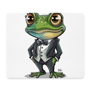 Smoking Frosch - Mousepad (Querformat) - Weiß - Vorne