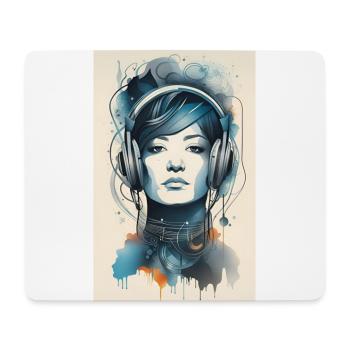 Lady Headphone Music Poster - Mouse Pad (horizontal) - white - Front
