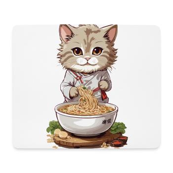 Kawaii chat Ramen soupe de nouilles Design Otaku Mode - Tapis de souris (format paysage) - blanc - Devant