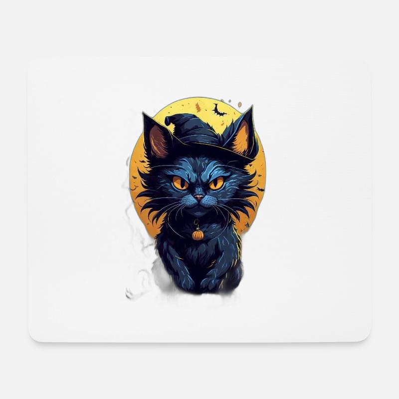Spooky Cat and Pumpkin Head: A Scary and Funny - Mouse Pad (horizontal) - white