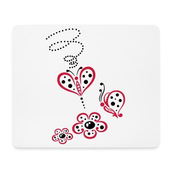 Fleurs et papillons, style coccinelle. - Tapis de souris (format paysage) - blanc - Devant