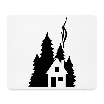 Waldhaus Tannen Silhouette - Cozy Nature Design - Mousepad (Querformat) - Weiß - Vorne