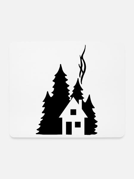 Waldhaus Tannen Silhouette - Cozy Nature Design - Mousepad (Querformat) - Weiß