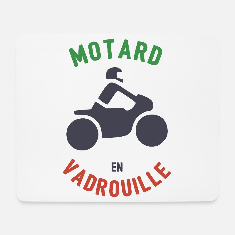Motard en Vadrouille - Tapis de souris (format paysage) - blanc