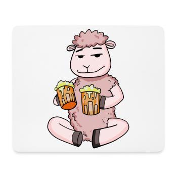 Schaf mit Biergläser Bier Saufen Alkohol - Mousepad (Querformat) - Weiß - Vorne
