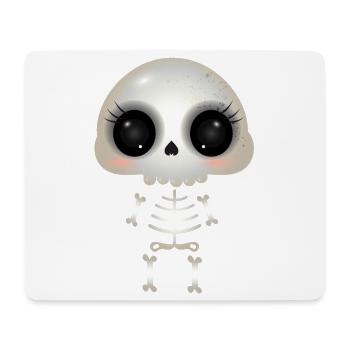 cute skull with dark eye sockets and eyelashes - Mouse Pad (horizontal) - white - Front