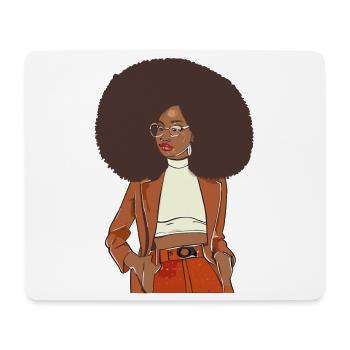 Afro chic with orange blazer - Mouse Pad (horizontal) - white - Front