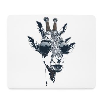 The portrait of a giraffe with sunglasses - Mouse Pad (horizontal) - white - Front