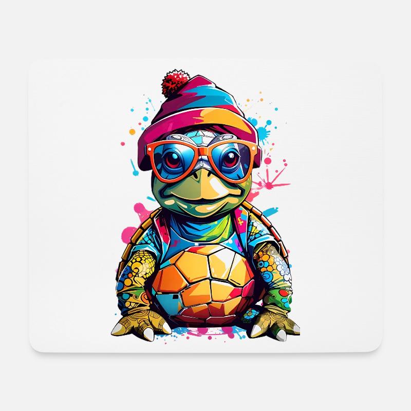 Schildkröte klein und Bunt - Mousepad (Querformat) - Weiß