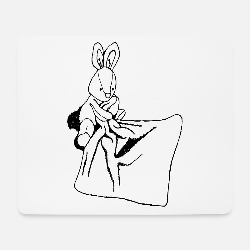 Hase mit Kuscheldecke - Mousepad (Querformat) - Weiß