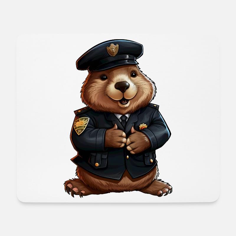 Biber Polizei - Mousepad (Querformat) - Weiß
