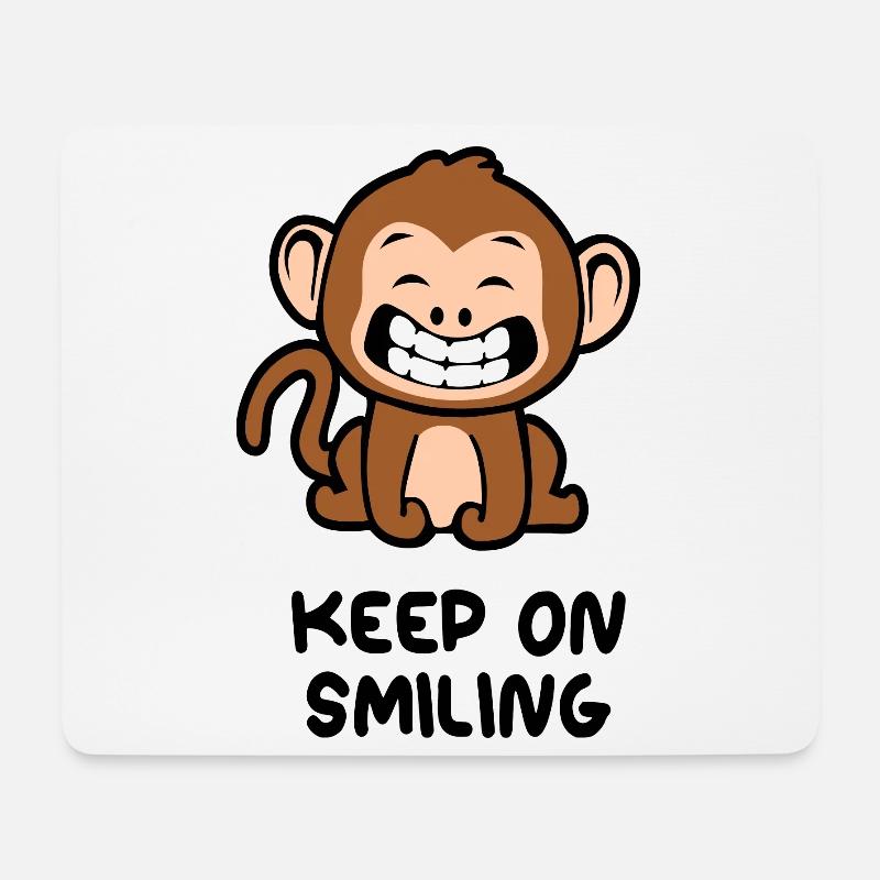 Keep on smiling singe - Tapis de souris (format paysage) - blanc