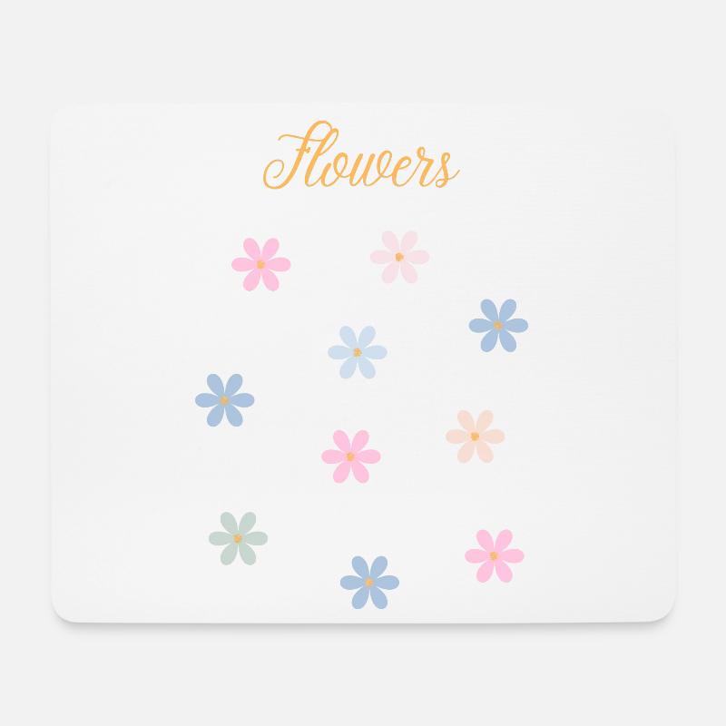 Pastell-Blütenzauber: Elegantes Blumen-Design - Mousepad (Querformat) - Weiß
