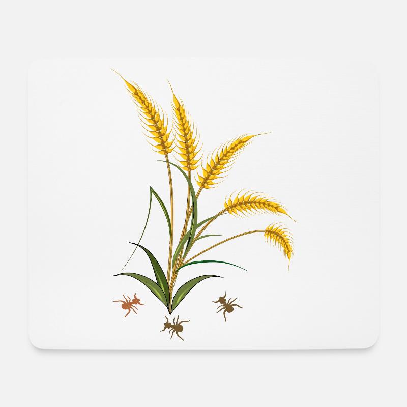Kornähren mit Ameisen - Mousepad (Querformat) - Weiß