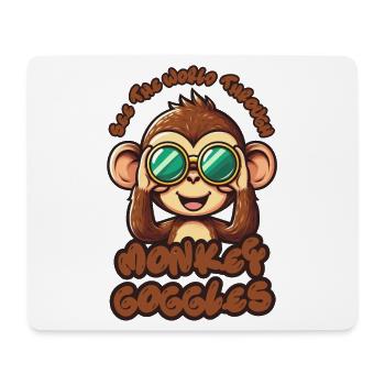 Cute Monkey: See the world through monkey goggles! - Mouse Pad (horizontal) - white - Front