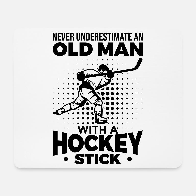 Alter Eishockey Fan - Mousepad (Querformat) - Weiß